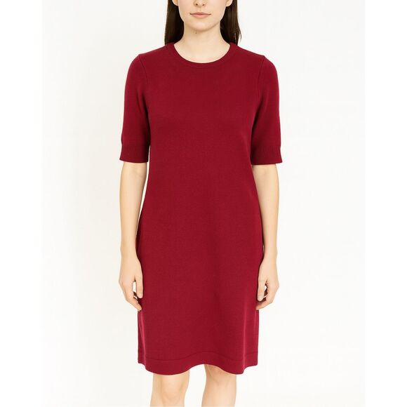 Theory 100% Cashmere Audrielle Red Knit Mini Sweater Dress Half Sleeve S - Picture 1 of 10